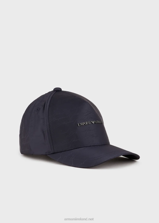 Men 086V2050 Jacquard Nylon Baseball Cap With All-Over Logo Armani