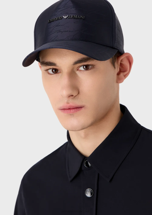 Men 086V2050 Jacquard Nylon Baseball Cap With All-Over Logo Armani