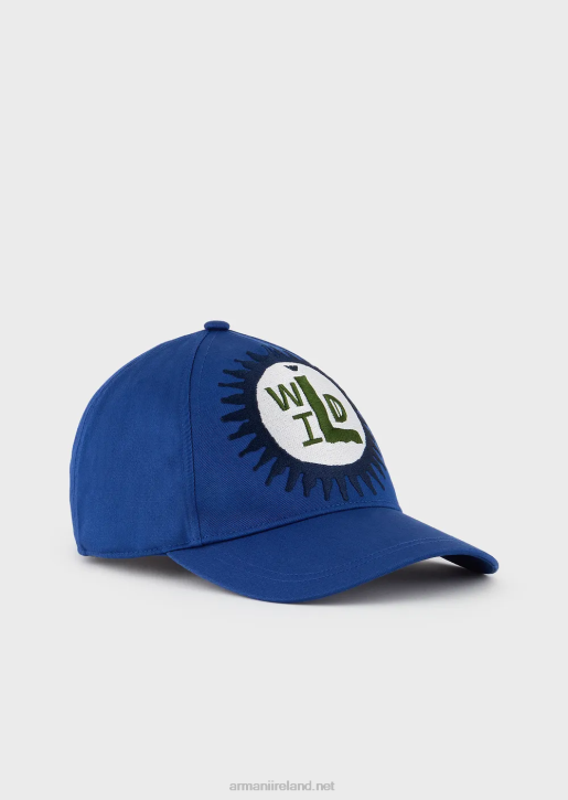 Men 086V2059 Sustainable Collection Organic-Cotton Baseball Cap With Oversized Embroidery Armani
