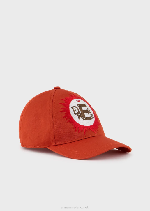 Men 086V2061 Sustainable Collection Organic-Cotton Baseball Cap With Oversized Embroidery Armani