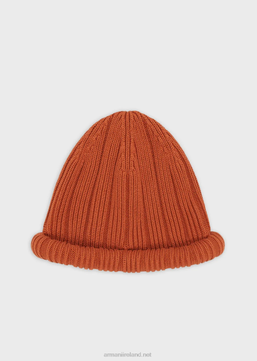 Men 086V2062 Sustainable Collection Organic-Cotton Ribbed Beanie With Turned-Up Brim Armani