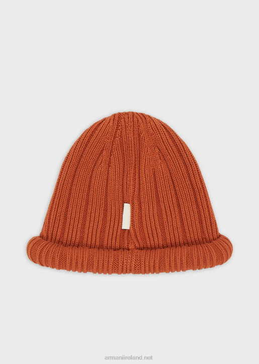 Men 086V2062 Sustainable Collection Organic-Cotton Ribbed Beanie With Turned-Up Brim Armani