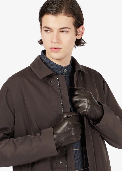 Men 086V2067 Lambskin Nappa Leather Gloves With Baguette Detail Armani Brown