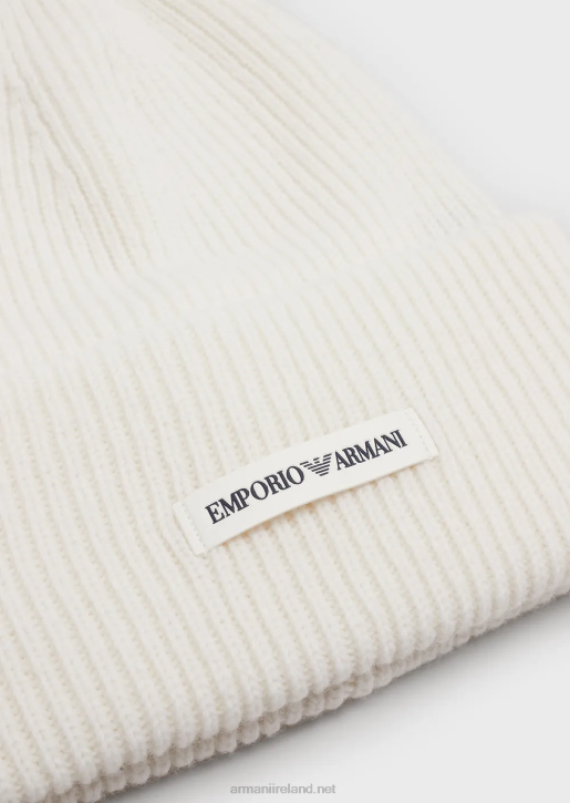 Men 086V2071 Ribbed, Wool Beanie With Logo Patch Armani