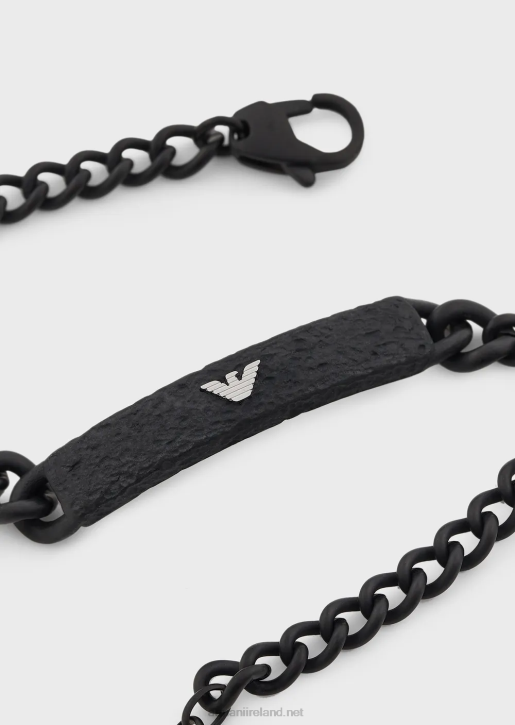 Men 086V2074 Black Stainless Steel Id Bracelet Armani Black