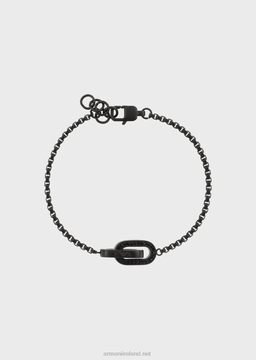 Men 086V2080 Black-Tone Stainless Steel Chain Bracelet Armani Rose Gold
