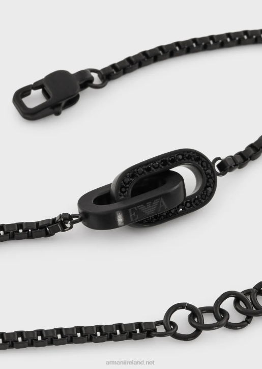 Men 086V2080 Black-Tone Stainless Steel Chain Bracelet Armani Rose Gold