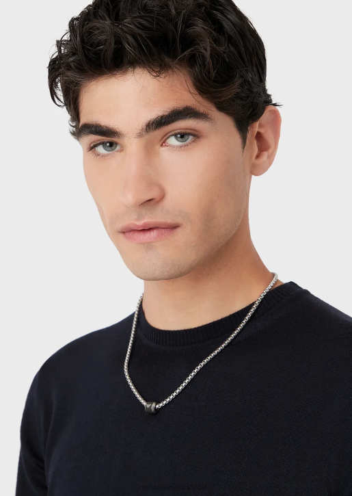 Men 086V2089 Black Marble Chain Necklace Armani