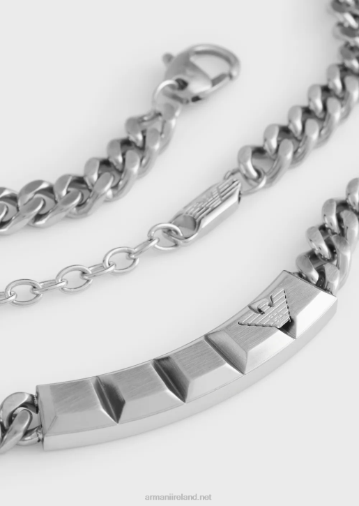 Men 086V2092 Stainless Steel Chain Necklace Armani Silver