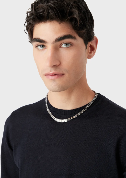 Men 086V2092 Stainless Steel Chain Necklace Armani Silver