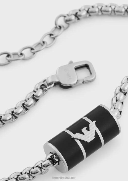 Men 086V2096 Black Matte Lacquer Chain Bracelet Armani Black