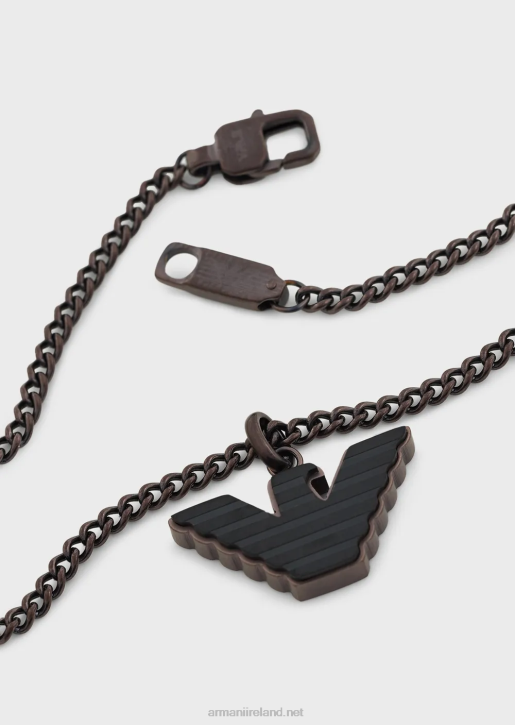 Men 086V2109 Brown And Black Stainless Steel Pendant Necklace Armani Brown