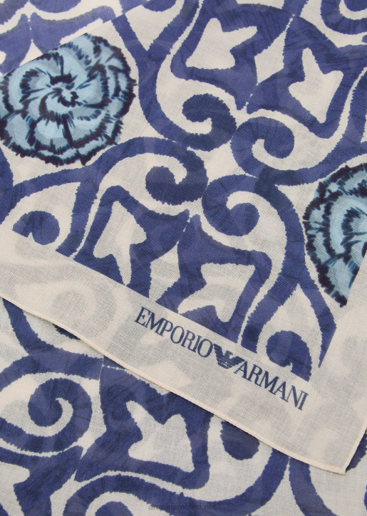 Men 086V2132 Sustainable Collection Print Organic-Cotton Foulard Armani