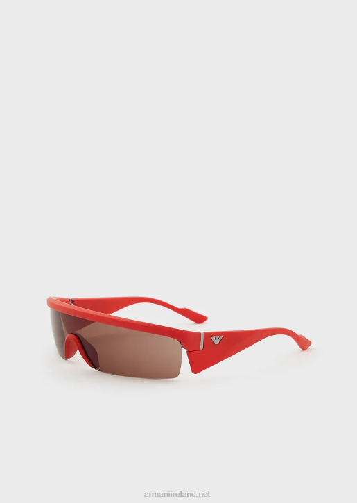 Men 086V2276 Rectangular Sunglasses With Interchangeable Lenses Armani Orange