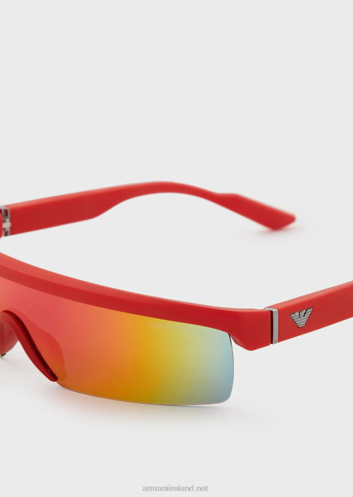 Men 086V2276 Rectangular Sunglasses With Interchangeable Lenses Armani Orange