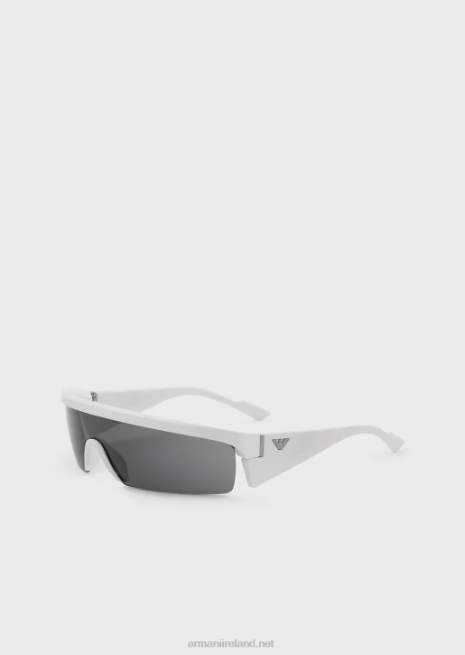 Men 086V2299 Rectangular Sunglasses With Interchangeable Lenses Armani White