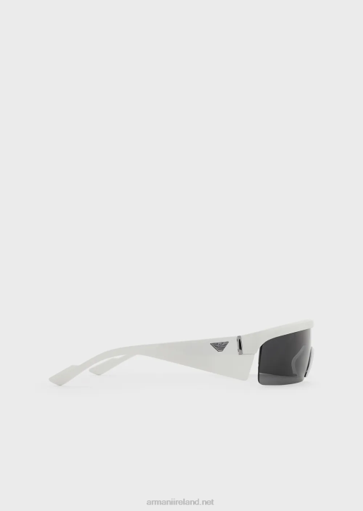 Men 086V2299 Rectangular Sunglasses With Interchangeable Lenses Armani White