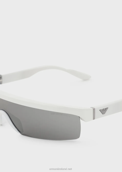 Men 086V2299 Rectangular Sunglasses With Interchangeable Lenses Armani White