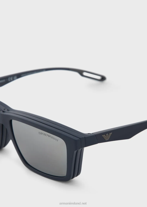 Men 086V2324 Rectangular Sunglasses With Interchangeable Lenses Armani Navy