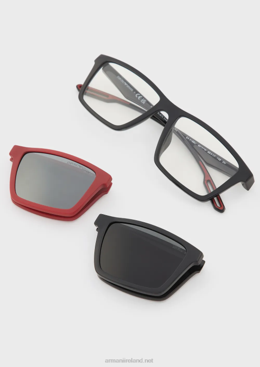 Men 086V2325 Rectangular Sunglasses With Interchangeable Lenses Armani Black