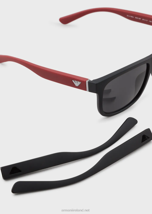 Men 086V2329 Rectangular Sunglasses With Interchangeable Temples Armani Black