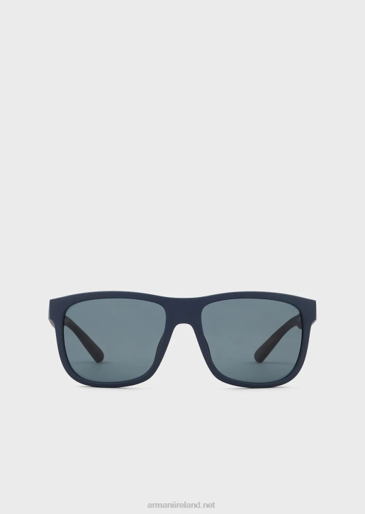 Men 086V2330 Rectangular Sunglasses With Interchangeable Temples Armani Dark Blue