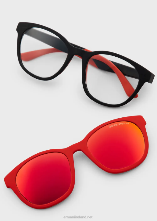 Men 086V2336 Panto-Shaped Junior Sunglasses With Clip-On Lenses Armani