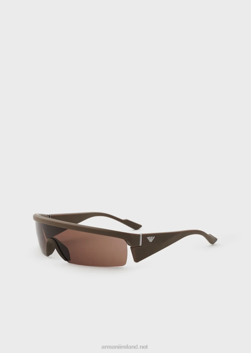 Men 086V2337 Rectangular Sunglasses With Interchangeable Lenses Armani Brown
