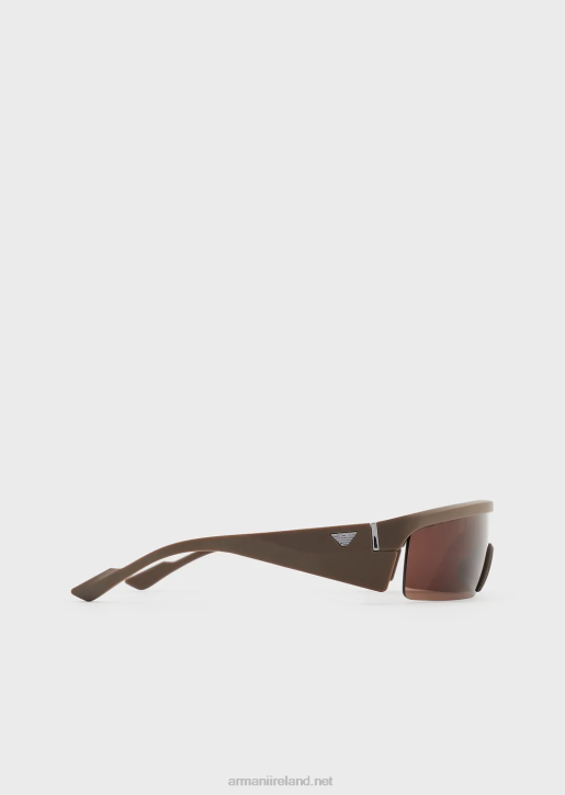 Men 086V2337 Rectangular Sunglasses With Interchangeable Lenses Armani Brown