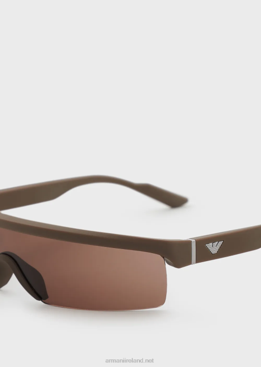 Men 086V2337 Rectangular Sunglasses With Interchangeable Lenses Armani Brown