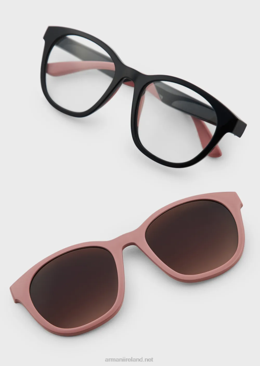 Men 086V2338 Panto-Shaped Junior Sunglasses With Clip-On Lenses Armani