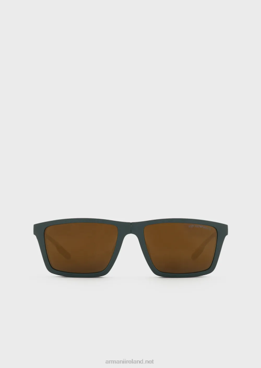 Men 086V2339 Rectangular Sunglasses With Interchangeable Lenses Armani Forest Green
