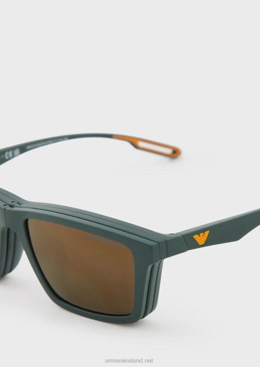 Men 086V2339 Rectangular Sunglasses With Interchangeable Lenses Armani Forest Green