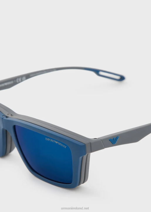 Men 086V2355 Rectangular Sunglasses With Interchangeable Lenses Armani Gray