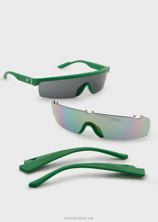 Men 086V2362 Rectangular Sunglasses With Interchangeable Lenses Armani Green