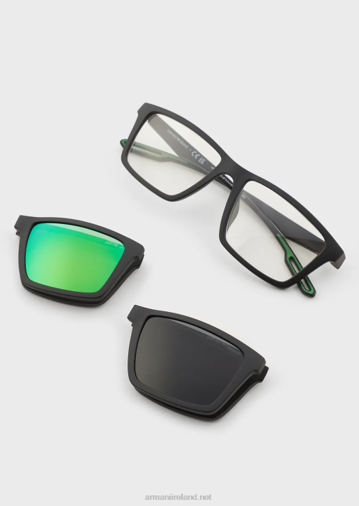 Men 086V2363 Rectangular Sunglasses With Interchangeable Lenses Armani Black