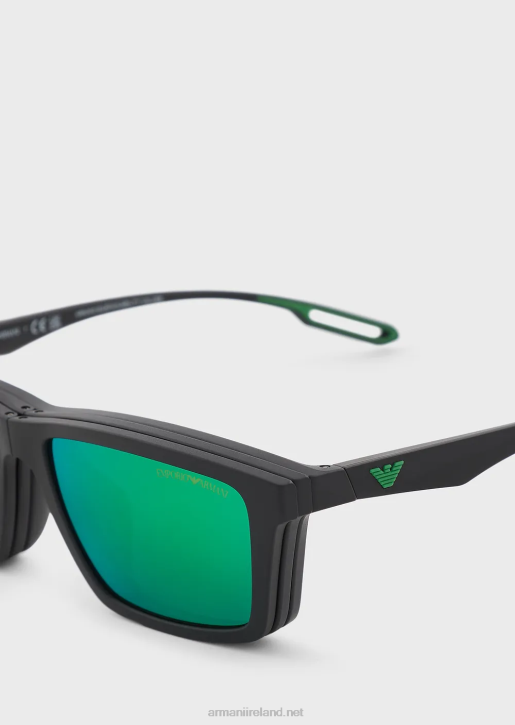 Men 086V2363 Rectangular Sunglasses With Interchangeable Lenses Armani Black