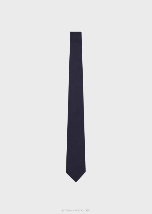 Men 086V2136 Silk And Linen Blend Herringbone Jacquard Tie Armani