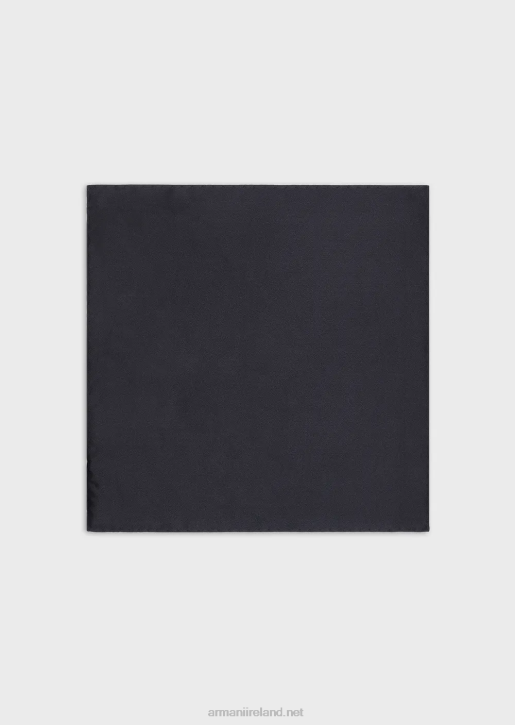 Men 086V2137 Ottoman-Style Silk Pocket Square Armani Navy Blue