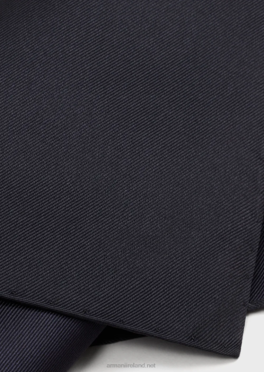 Men 086V2137 Ottoman-Style Silk Pocket Square Armani Navy Blue