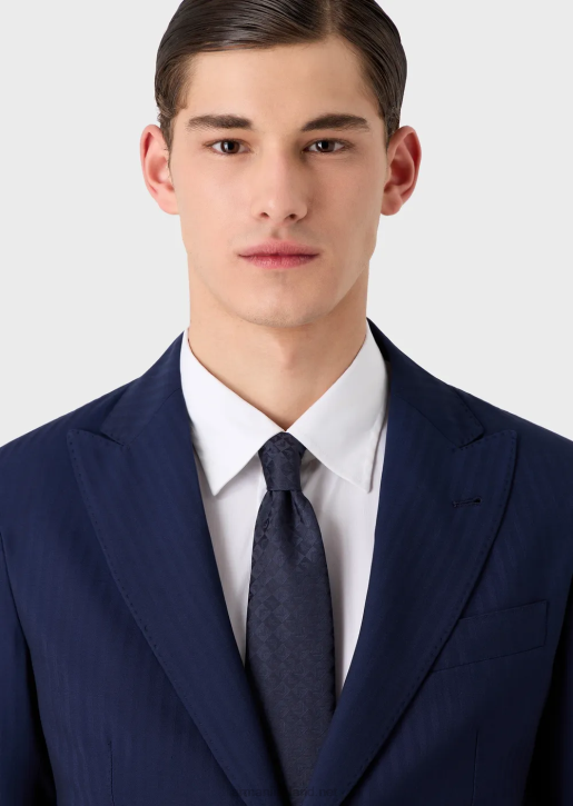 Men 086V2143 Pure Silk Eagle And Check Jacquard Tie Armani