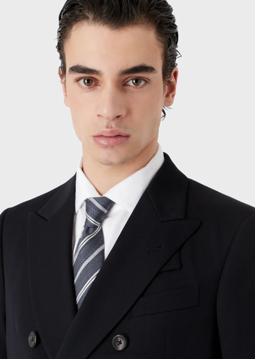 Men 086V2148 Striped Jacquard Pure Silk Tie Armani Dark Gray