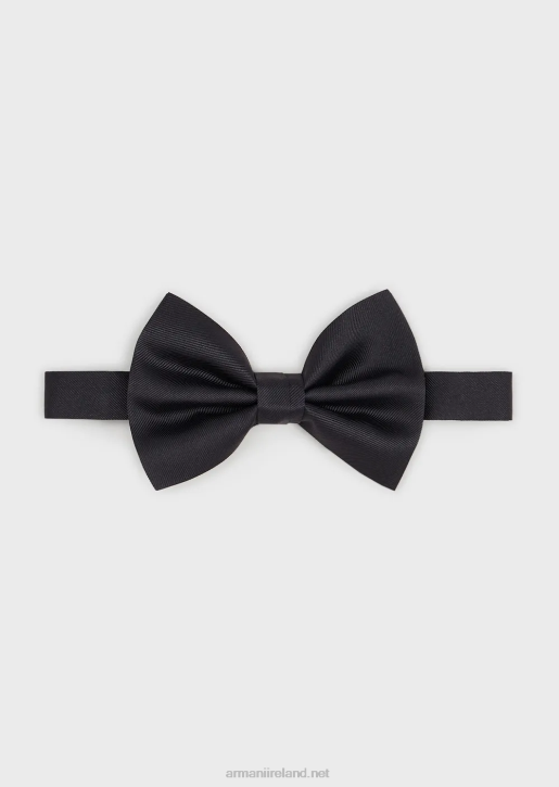 Men 086V2149 Ottoman-Style Bow Tie In Pure Silk Armani Navy Blue