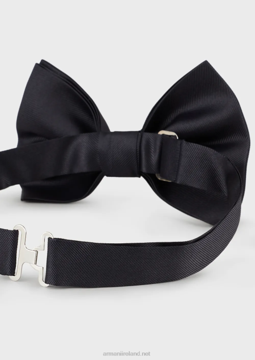 Men 086V2149 Ottoman-Style Bow Tie In Pure Silk Armani Navy Blue