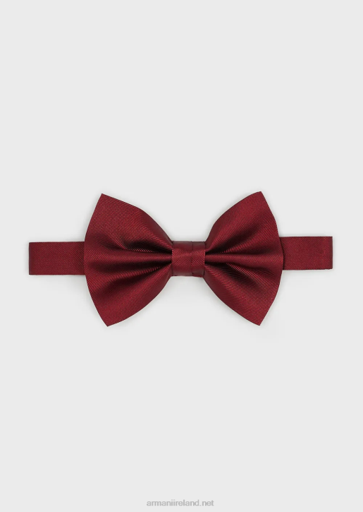 Men 086V2150 Ottoman-Style Bow Tie In Pure Silk Armani Bordeaux