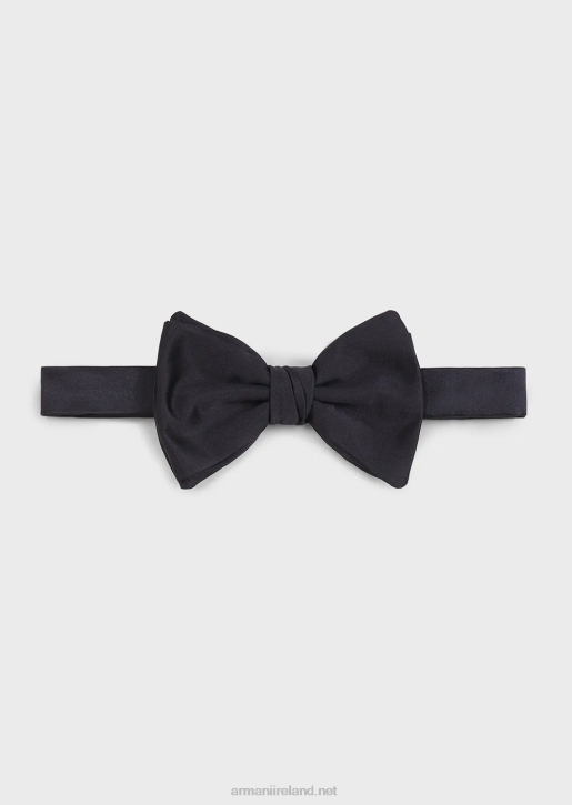 Men 086V2151 Pure Silk Bow Tie With Jacquard Micro-Motif Armani Midnight Blue