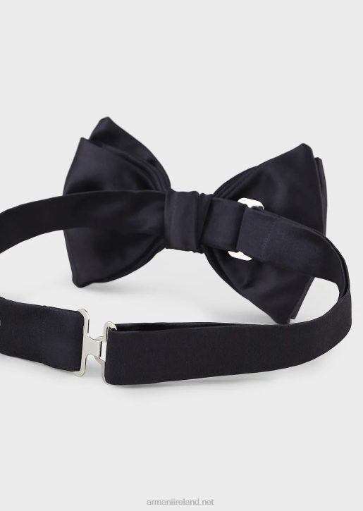 Men 086V2151 Pure Silk Bow Tie With Jacquard Micro-Motif Armani Midnight Blue