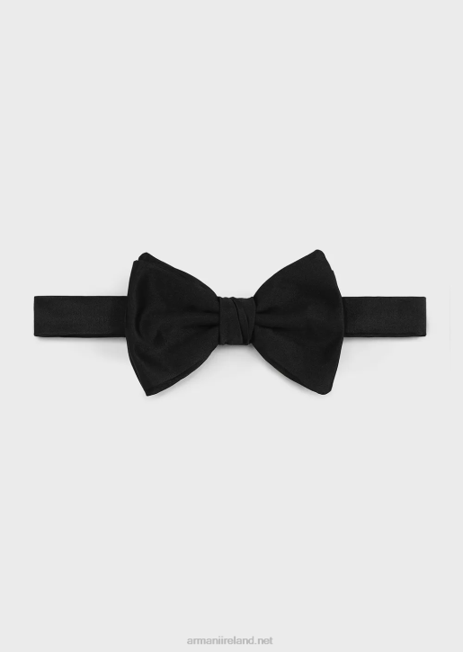 Men 086V2152 Pure Silk Bow Tie With Jacquard Micro-Motif Armani Black