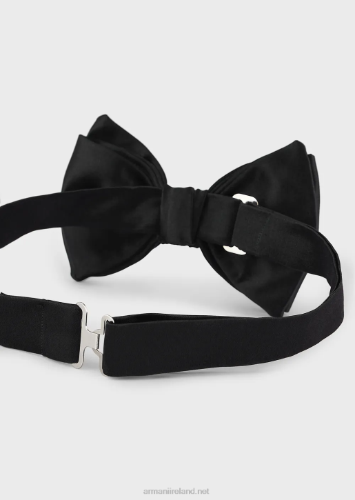 Men 086V2152 Pure Silk Bow Tie With Jacquard Micro-Motif Armani Black
