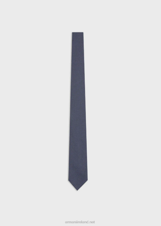 Men 086V2154 Pure Silk Tie With Jacquard Micro-Pattern Armani Blue